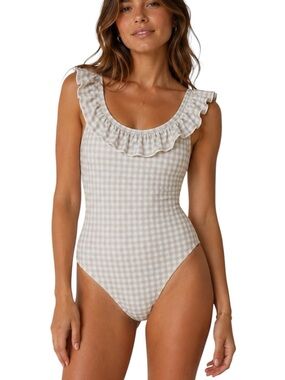 IMAGINE Perry Gingham One Piece Ruffle Swimsuit